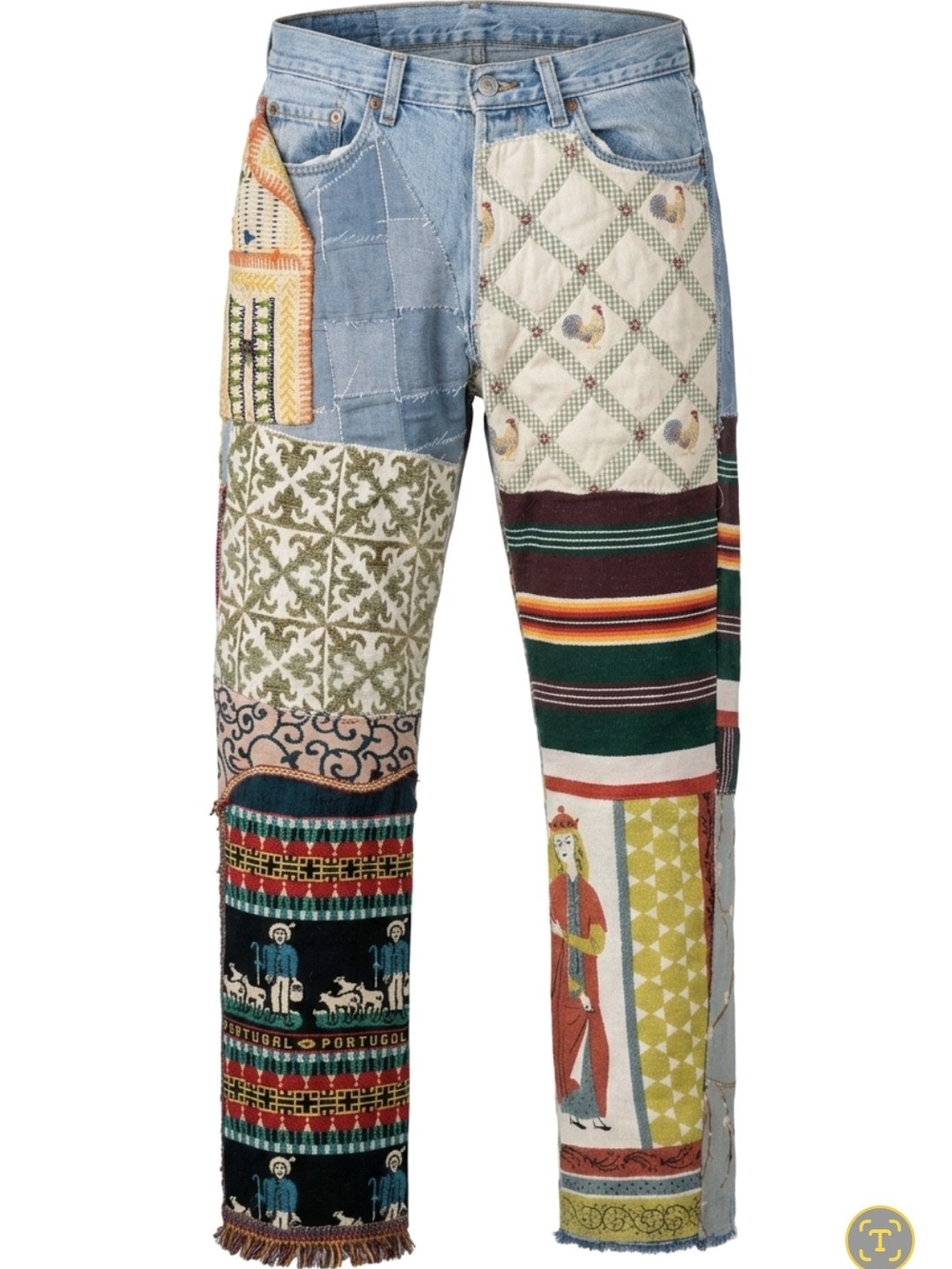Signature by Green Acers LevisPatchwork Straight Jeans in Light Blue &Multicolor